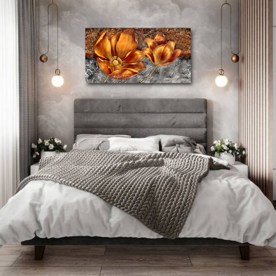 M293 - Πίνακας πορτοκαλί λουλούδια