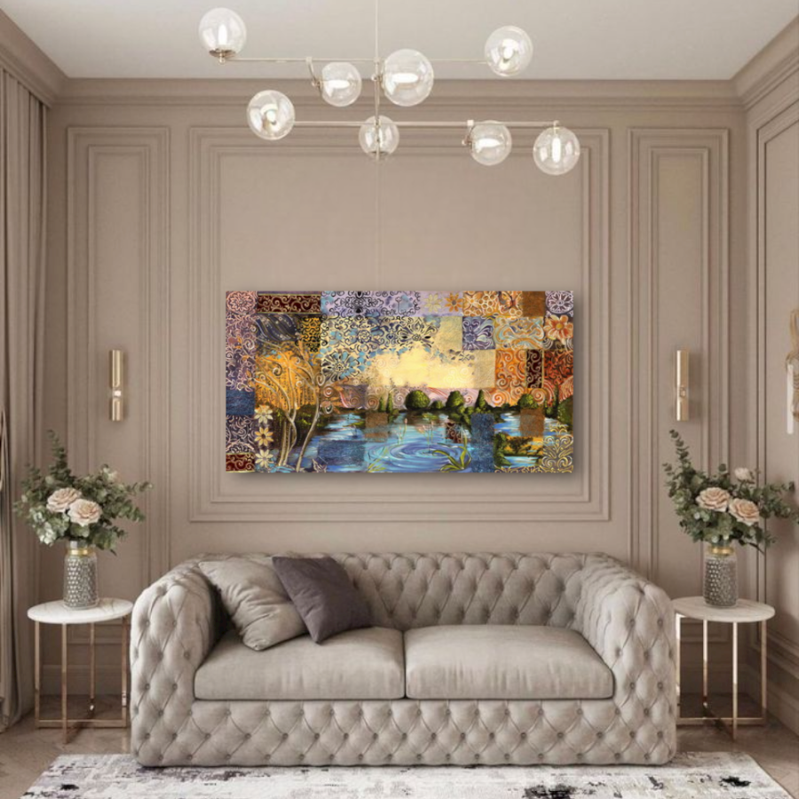 M501 - Πίνακας γήινοι χρωματισμοί στη λίμνη