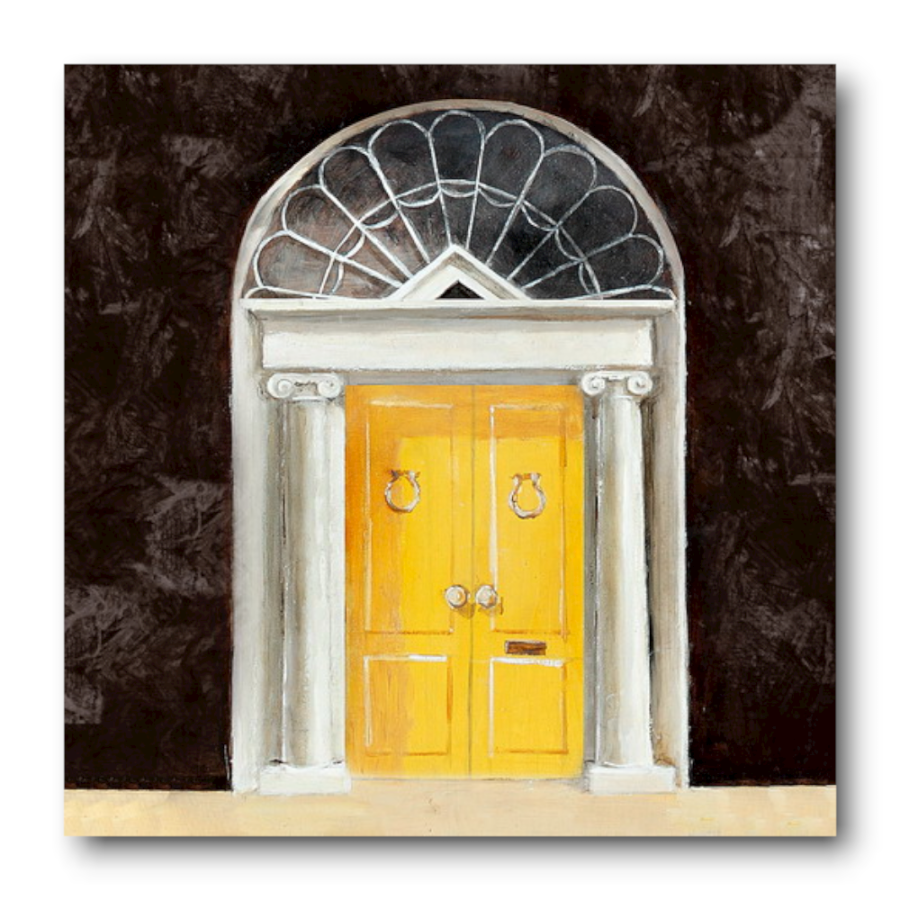 M629 - Πίνακας κίτρινη πόρτα σε μαύρο φόντο