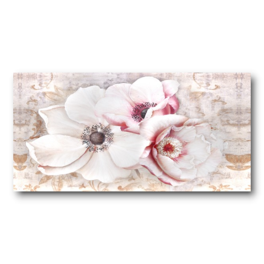 M713 - Πίνακας ροζ και εκρού λουλούδια