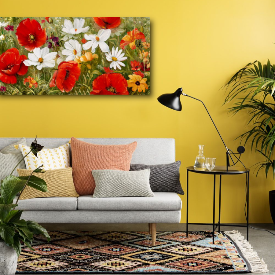 M879 - Πίνακας παπαρούνες και μαργαρίτες