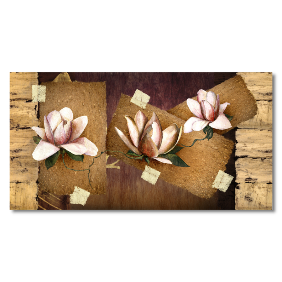 M001 - Πίνακας σομόν νούφαρα σε μπεζ φόντο