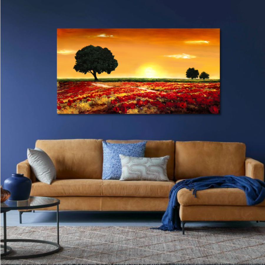 M026 - Πίνακας ηλιοβασίλεμα στον αγρό