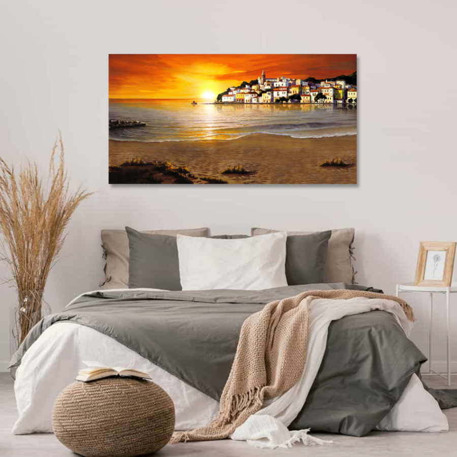 M028 - Πίνακας ηλιοβασίλεμα στο νησί