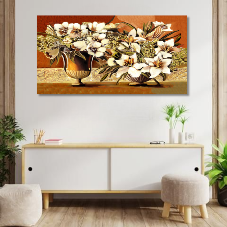 M131 - Πίνακας βάζα με λευκούς κρίνους