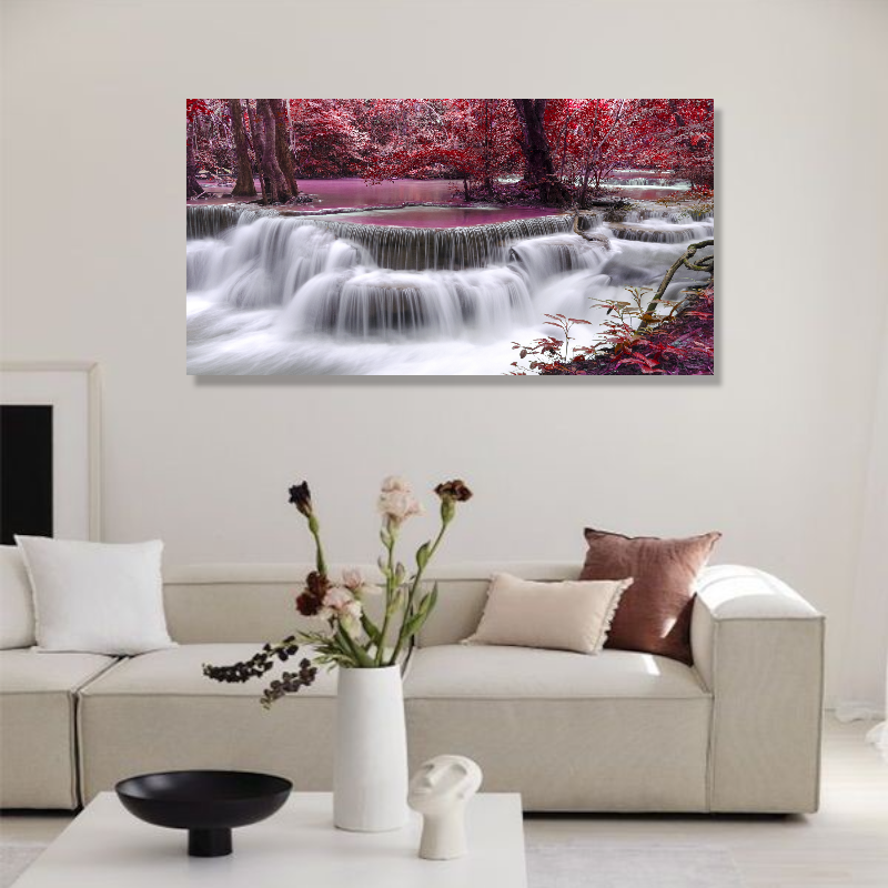 BDL067 - Πίνακας καταρράκτης σε ροζ δάσος