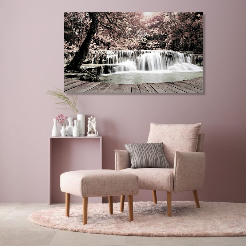 BDL100 - Πίνακας καταρράκτης σε ροζ δάσος (ΑΚΟΛΟΥΘΕΙ ΒΙΝΤΕΟ)