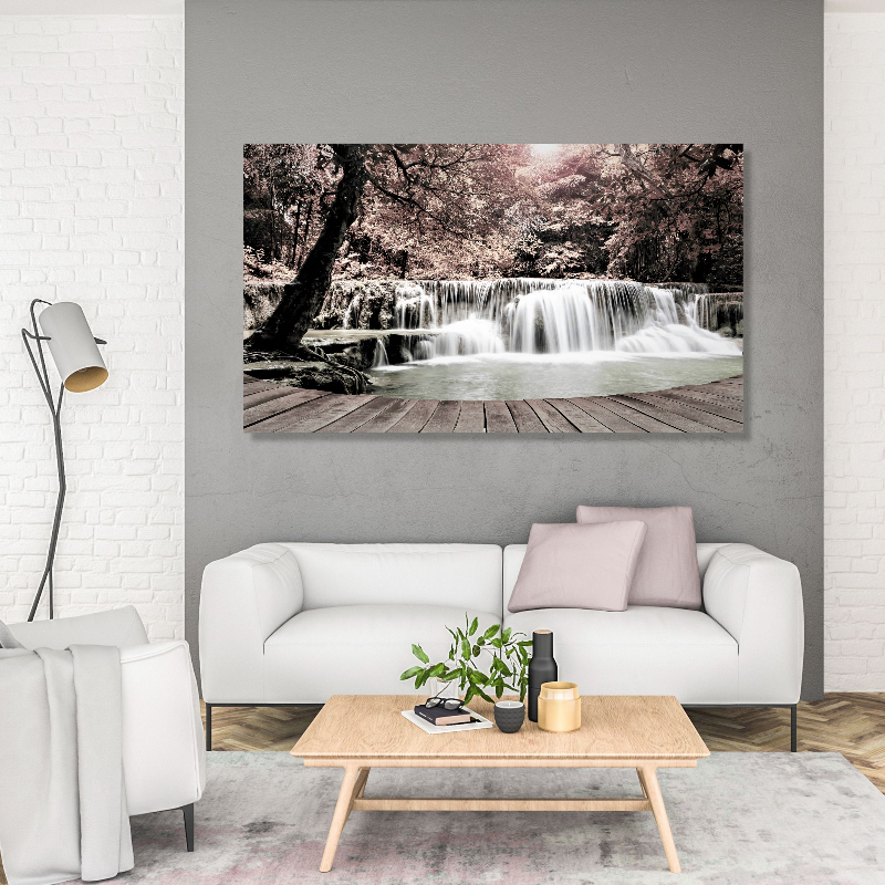 BDL100 - Πίνακας καταρράκτης σε ροζ δάσος (ΑΚΟΛΟΥΘΕΙ ΒΙΝΤΕΟ)