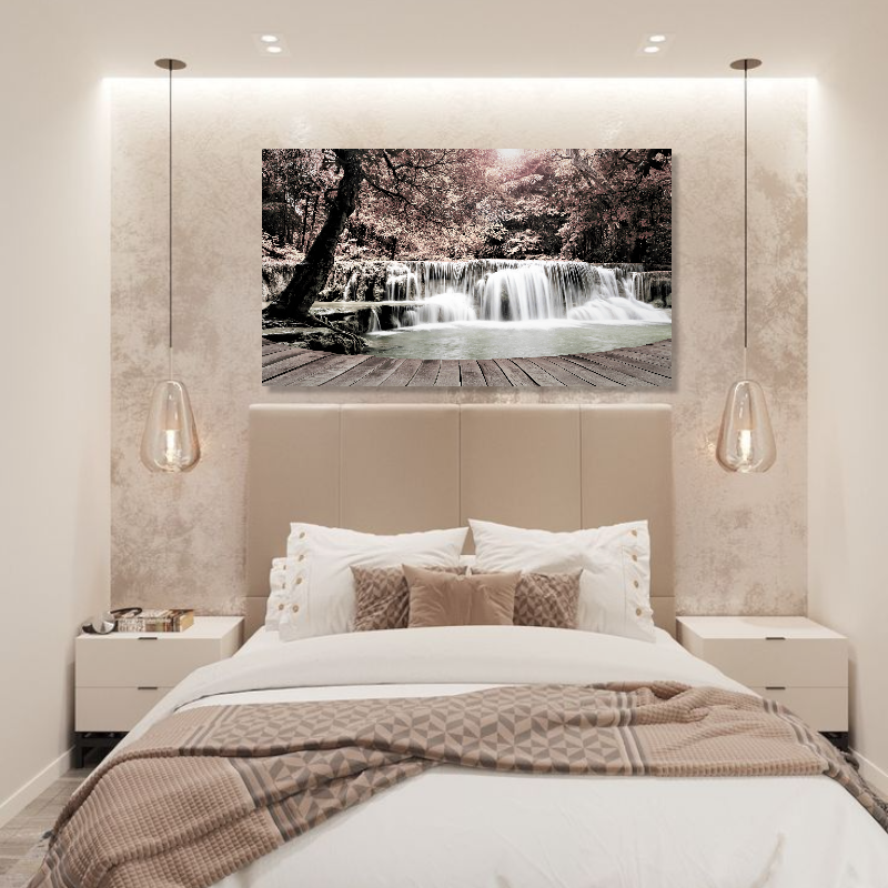 BDL100 - Πίνακας καταρράκτης σε ροζ δάσος (ΑΚΟΛΟΥΘΕΙ ΒΙΝΤΕΟ)