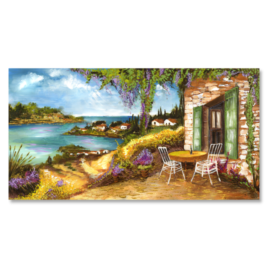 M248 - Πίνακας αυλή με θέα στη θάλασσα