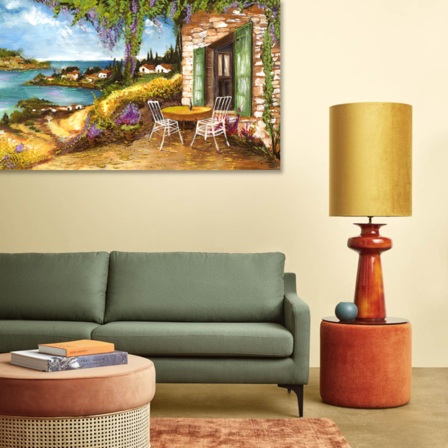 M248 - Πίνακας αυλή με θέα στη θάλασσα