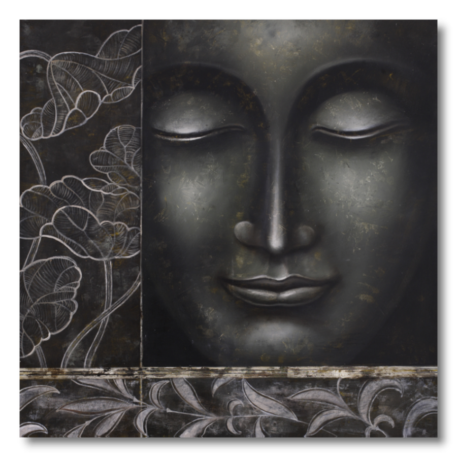 M253 - Πίνακας Βούδας σε γκρι και μαύρο