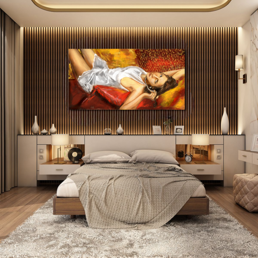 M267 - Πίνακας γυναίκα με λευκό φόρεμα