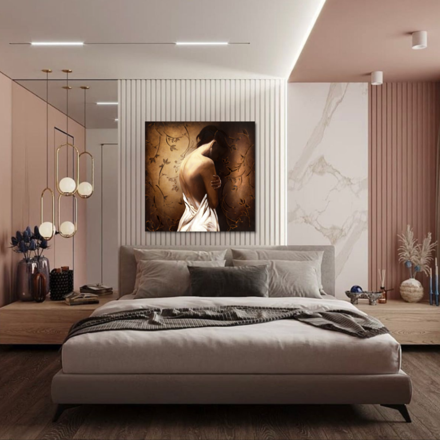 M270 - Πίνακας κοπέλα σε καφέ φόντο