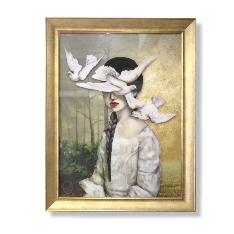 ID02 - Πίνακας γυναίκα και περιστέρια