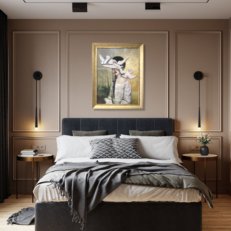 ID02 - Πίνακας γυναίκα και περιστέρια