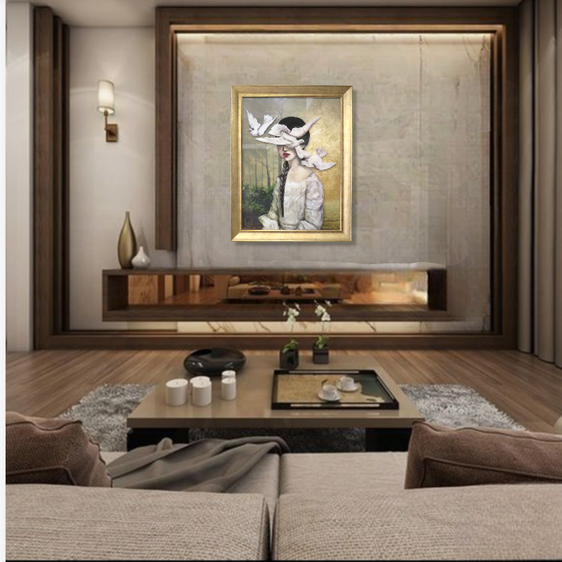 ID02 - Πίνακας γυναίκα και περιστέρια