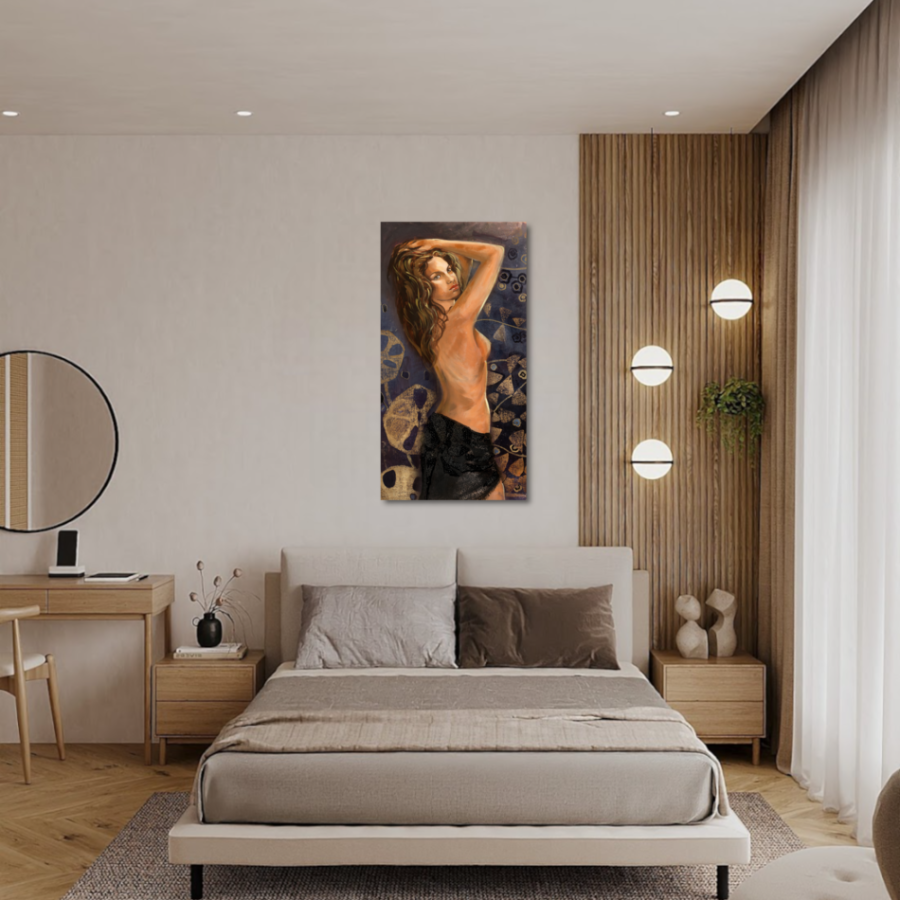 M455 - Πίνακας γυμνή γυναίκα κάθετη ζωγραφική
