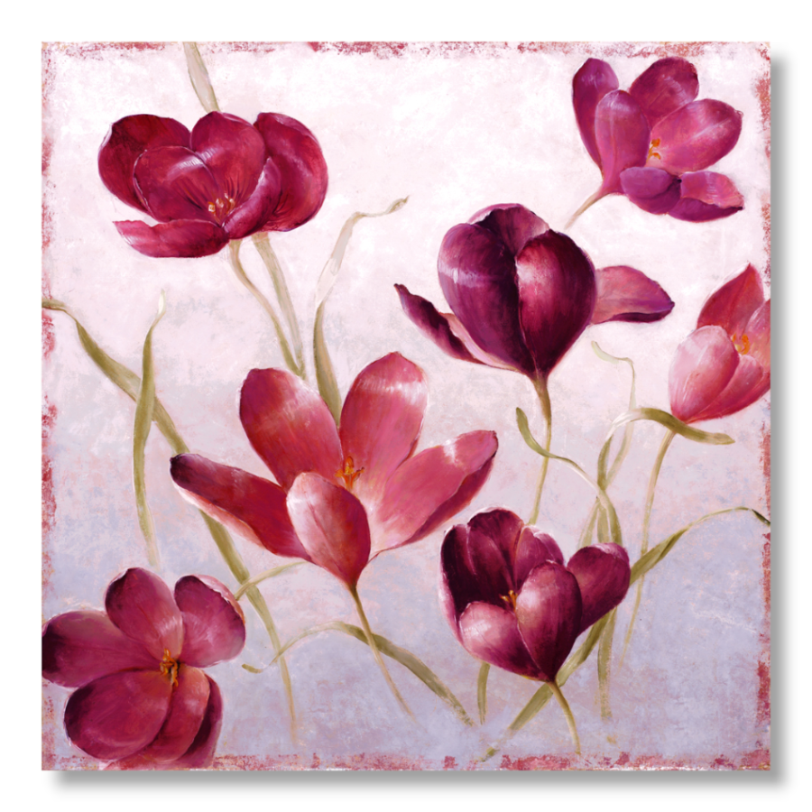 M496 - Πίνακας ροζ κόκκινα λουλούδια