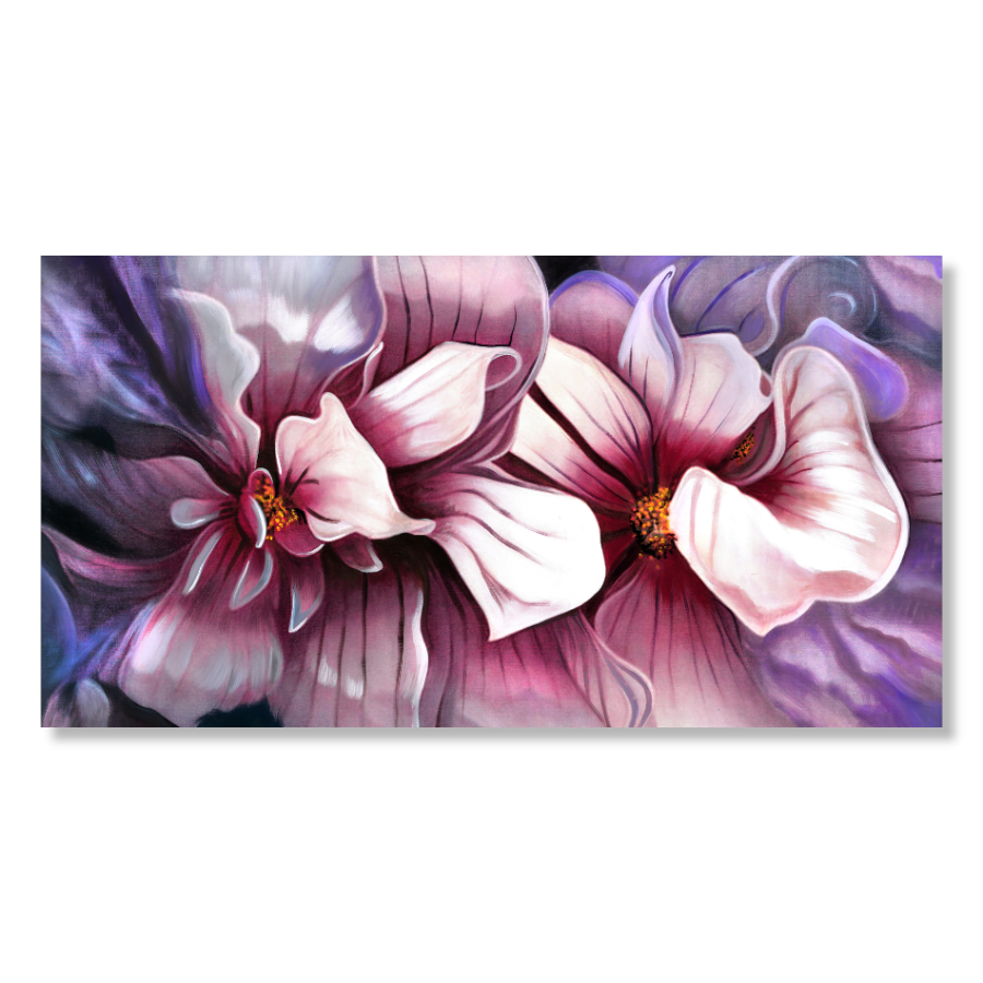 M592 - Πίνακας ροζ μοβ λουλούδια