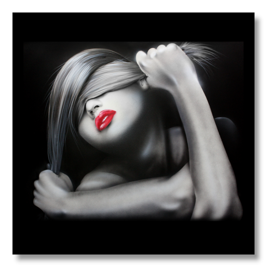 M861 - Πίνακας κοπέλα κόκκινα χείλη