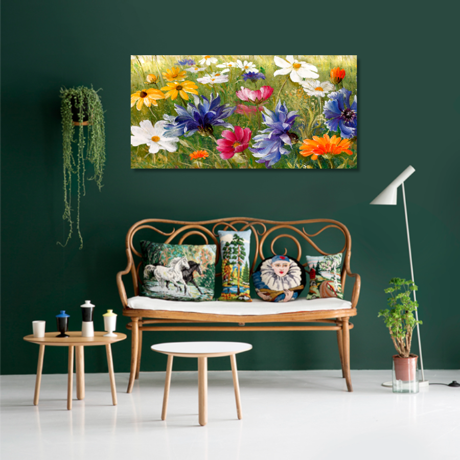 M877 - Πίνακας λουλούδια με έντονα χρώματα