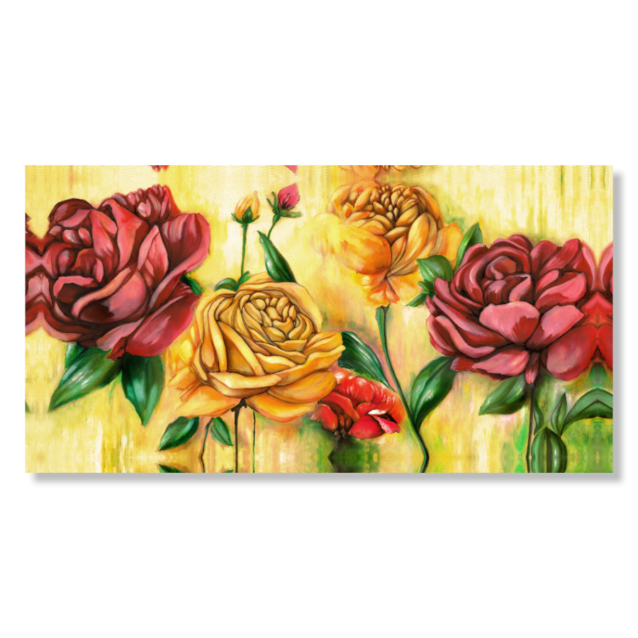 M931 - Πίνακας κόκκινα και κίτρινα τριαντάφυλλα