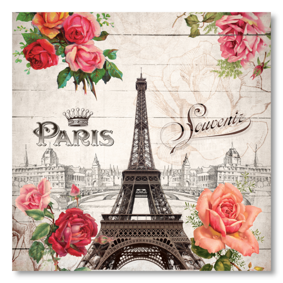 M939 - Πίνακας Πύργος του Άιφελ και λουλούδια