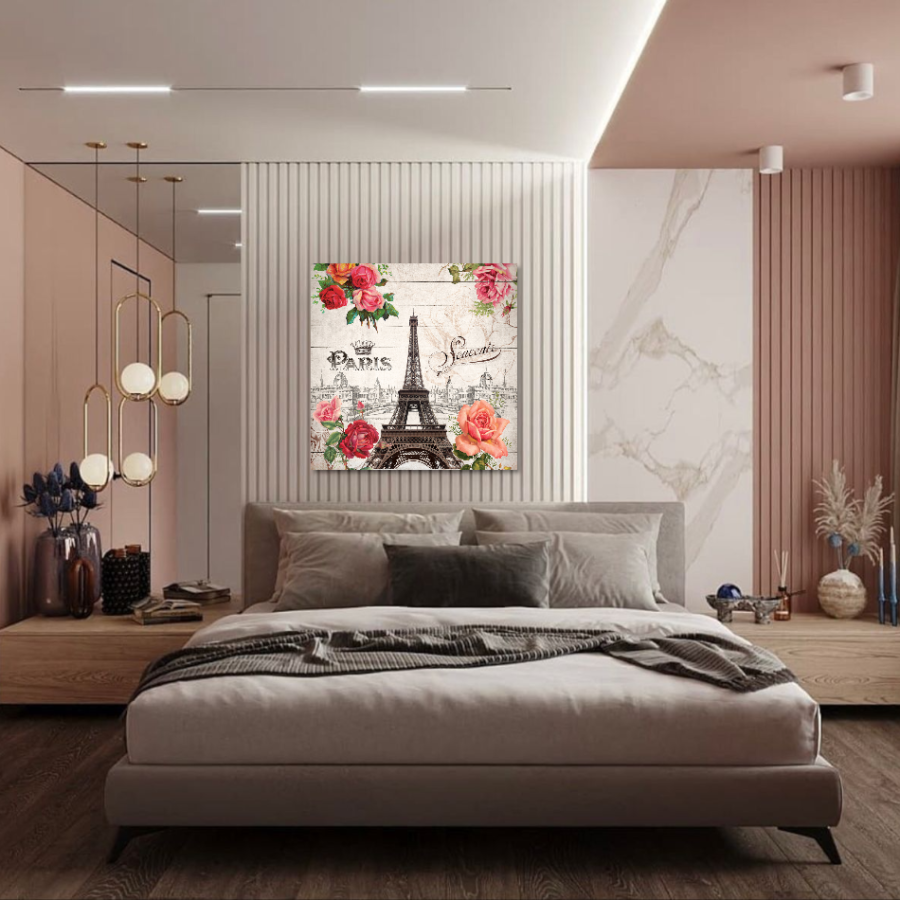 M939 - Πίνακας Πύργος του Άιφελ και λουλούδια