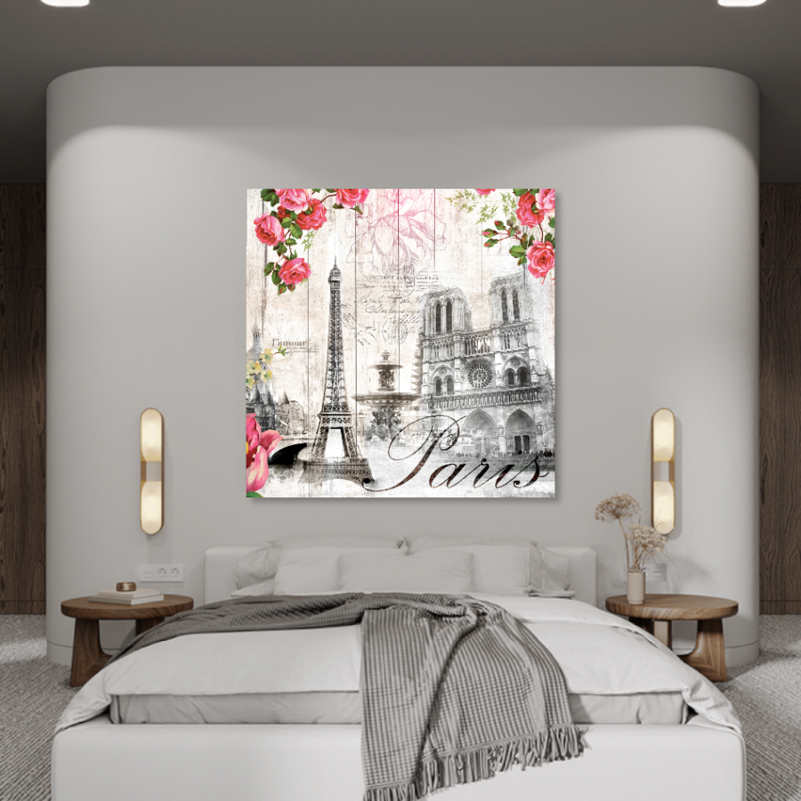 M940 - Πίνακας Παρίσι και λουλούδια