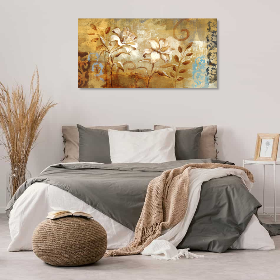 WA001 - Πίνακας λουλούδια σε γήινους χρωματισμούς