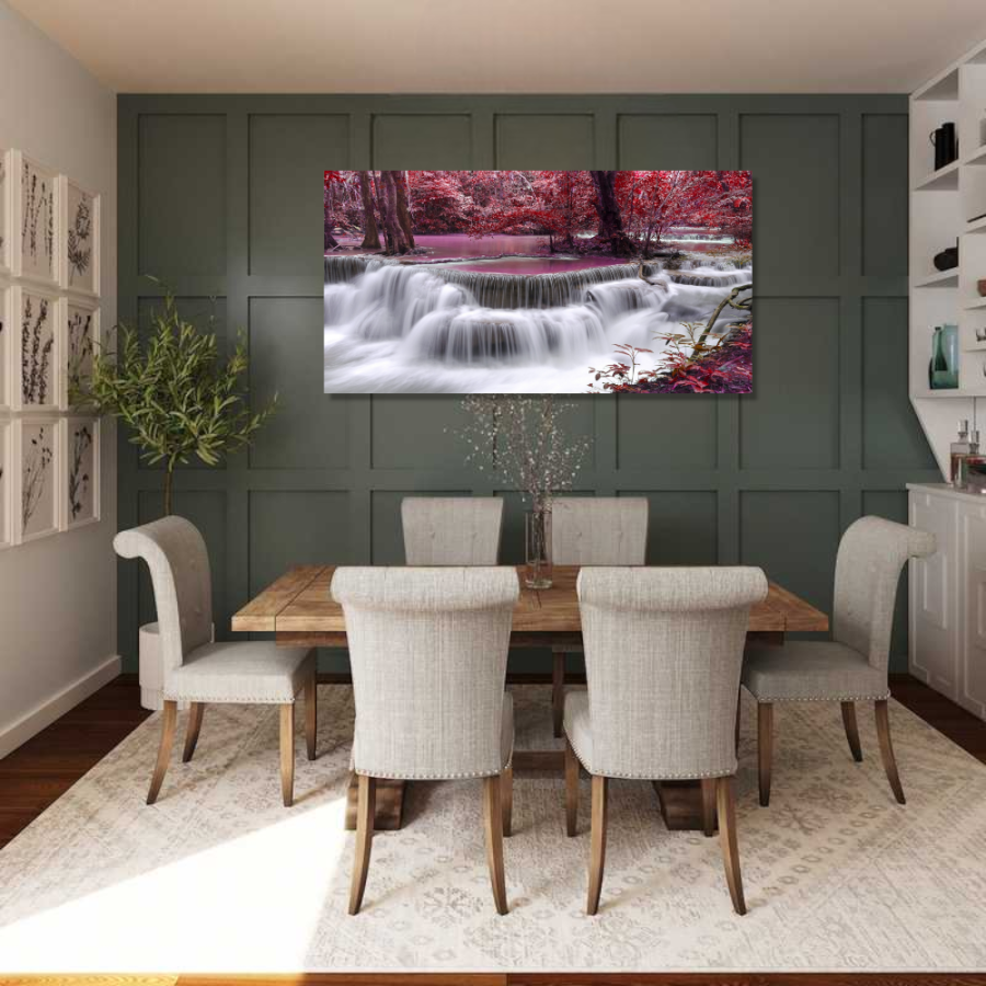 BDL067 - Πίνακας καταρράκτης σε ροζ δάσος