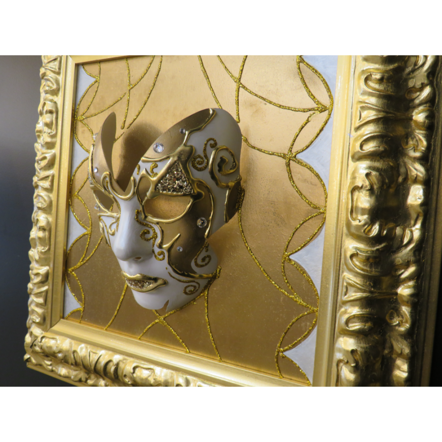 M03 - Βενετσιάνικη μάσκα λευκό και χρυσό