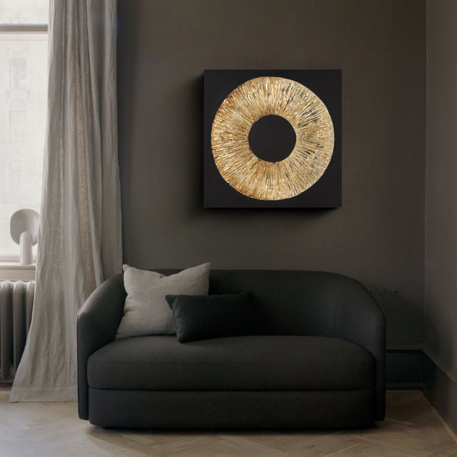 LP14 - Πίνακας χρυσό σχήμα σε μαύρο φόντο