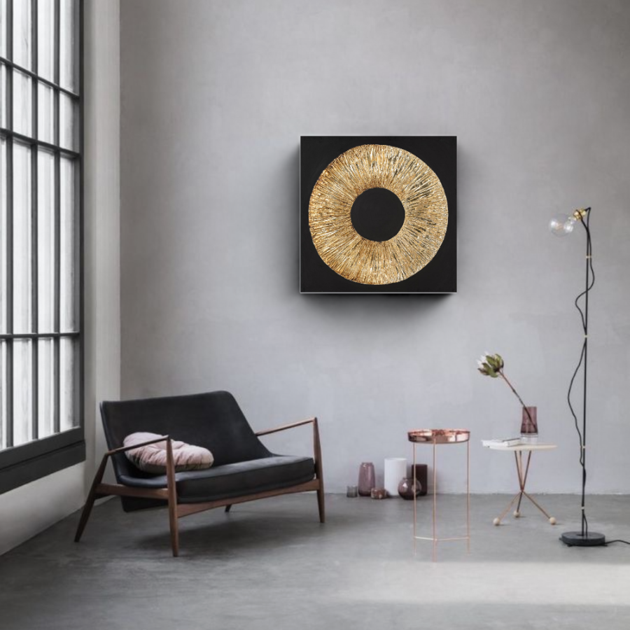 LP14 - Πίνακας χρυσό σχήμα σε μαύρο φόντο