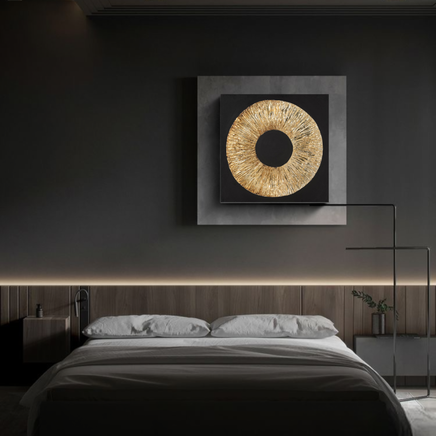 LP14 - Πίνακας χρυσό σχήμα σε μαύρο φόντο