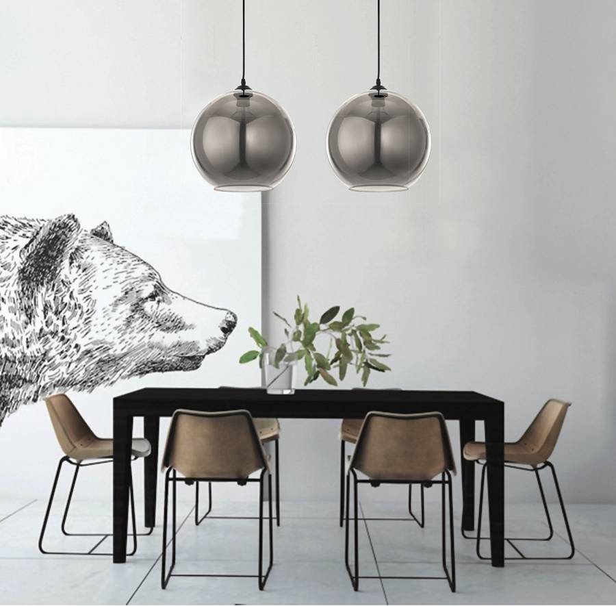 Κρεμαστό φωτιστικό από φιμέ γυαλί 1XE27 D:30cm (4355-Α)