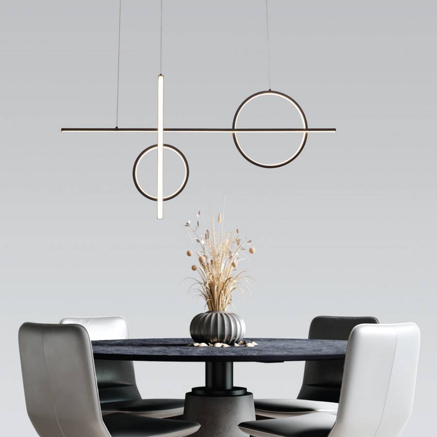 Κρεμαστό φωτιστικό LED 55W 3000K σε μαύρη απόχρωση D:100cm (6043)