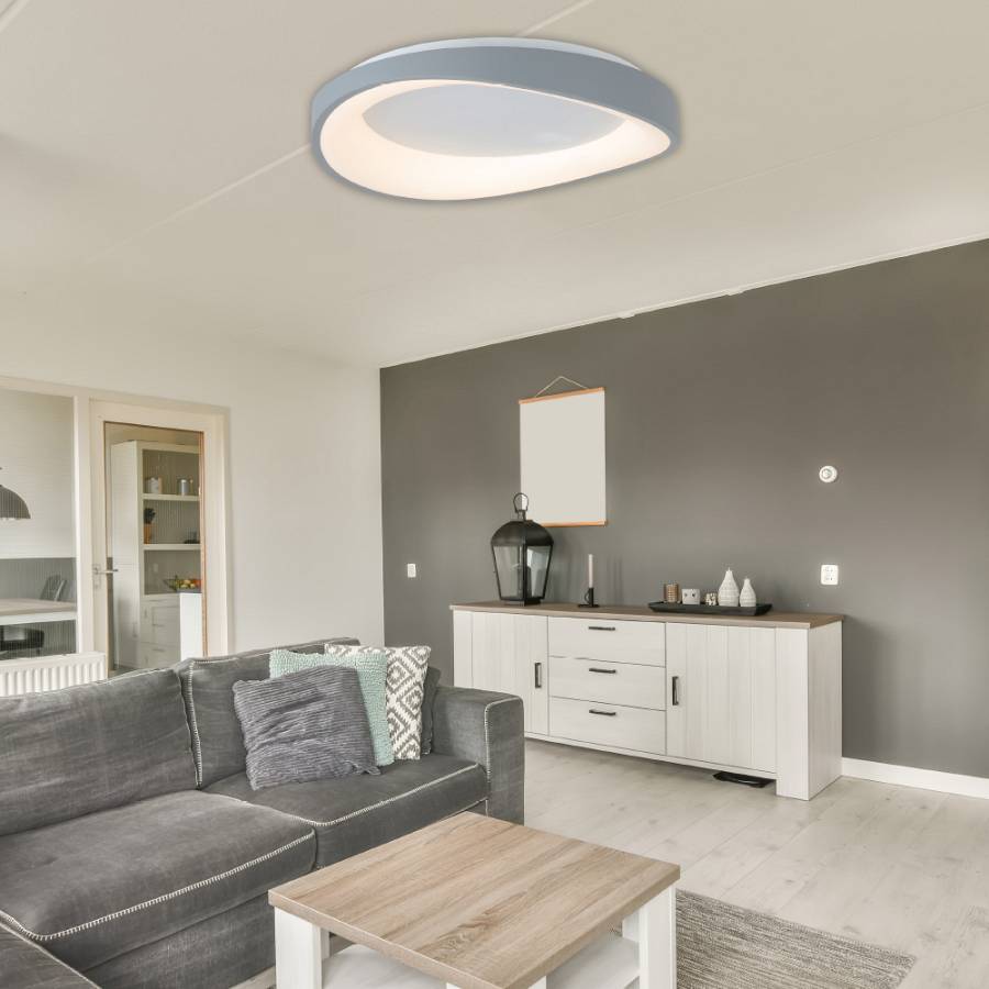 Πλαφονιέρα οροφής LED 72W 3CCT από γκρί και λευκό ακρυλικό D:45cm (42033-Gray)