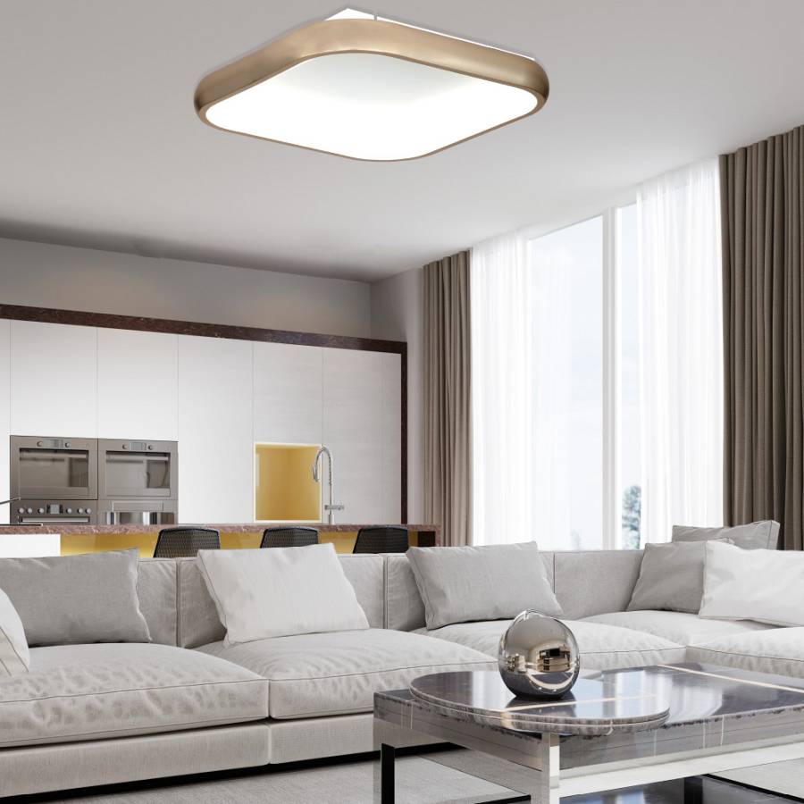 Πλαφονιέρα οροφής LED 78W 3CCT από χρυσαφί και λευκό ακρυλικό D:45cm (42031-Golden)