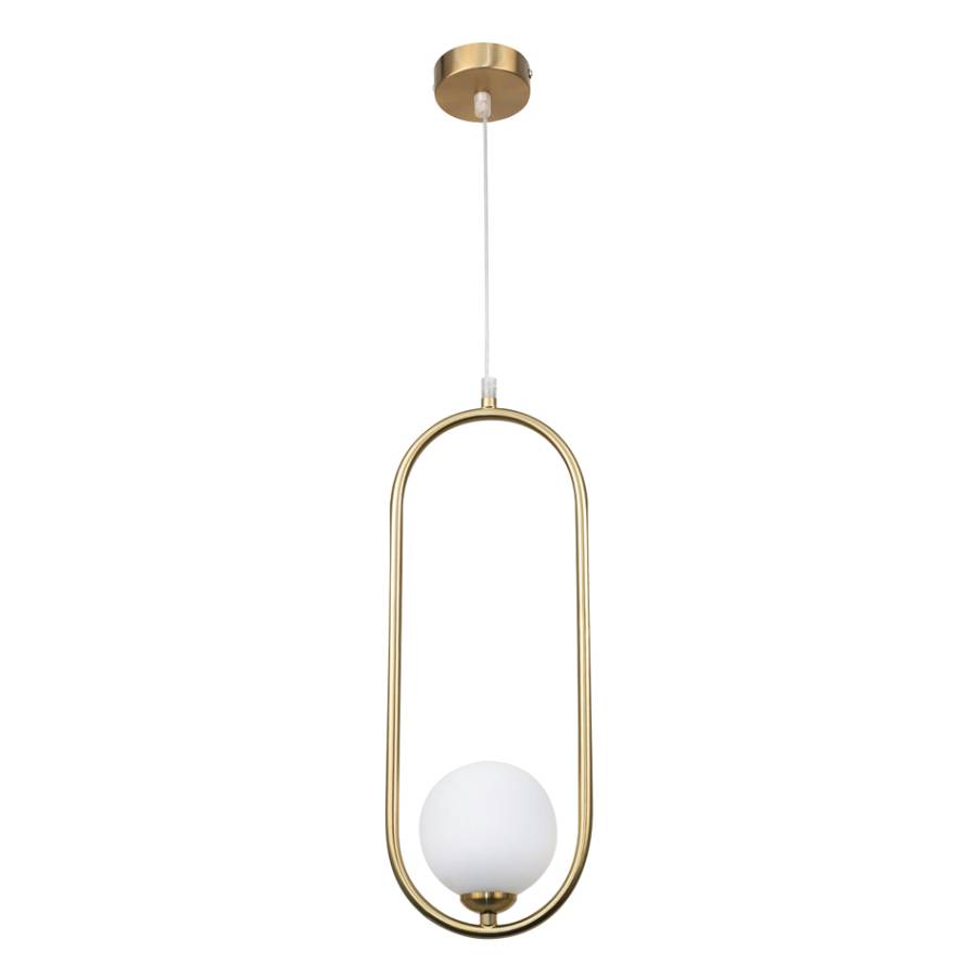 Κρεμαστό φωτιστικό σε χρυσαφί χρώμα και λευκή οπαλίνα 1XG9 D:40cm (4022-GL)