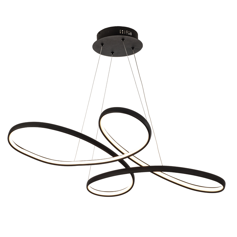 Κρεμαστό φωτιστικό LED 56W 3000K από αλουμίνιο σε μαύρη απόχρωση D:100cm (6150-BL)