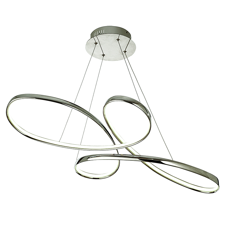 Κρεμαστό φωτιστικό LED 56W 3000K από αλουμίνιο σε χρώμιο απόχρωση D:100cm (6151-CH)