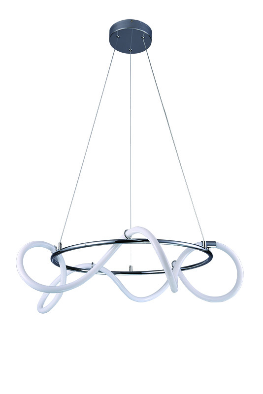 Κρεμαστό φωτιστικό LED 80W 3000K από χρώμιο μέταλλο και σωλήνα σιλικόνης D:80cm (6017-A-CH)