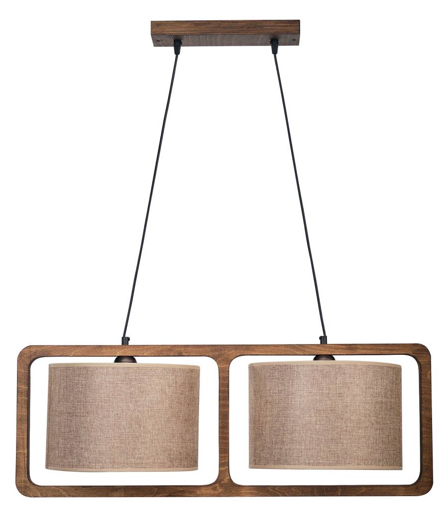 Φωτιστικό Πολύφωτο 2φ Ξύλο/Αμπαζούρ μόκα Ε27