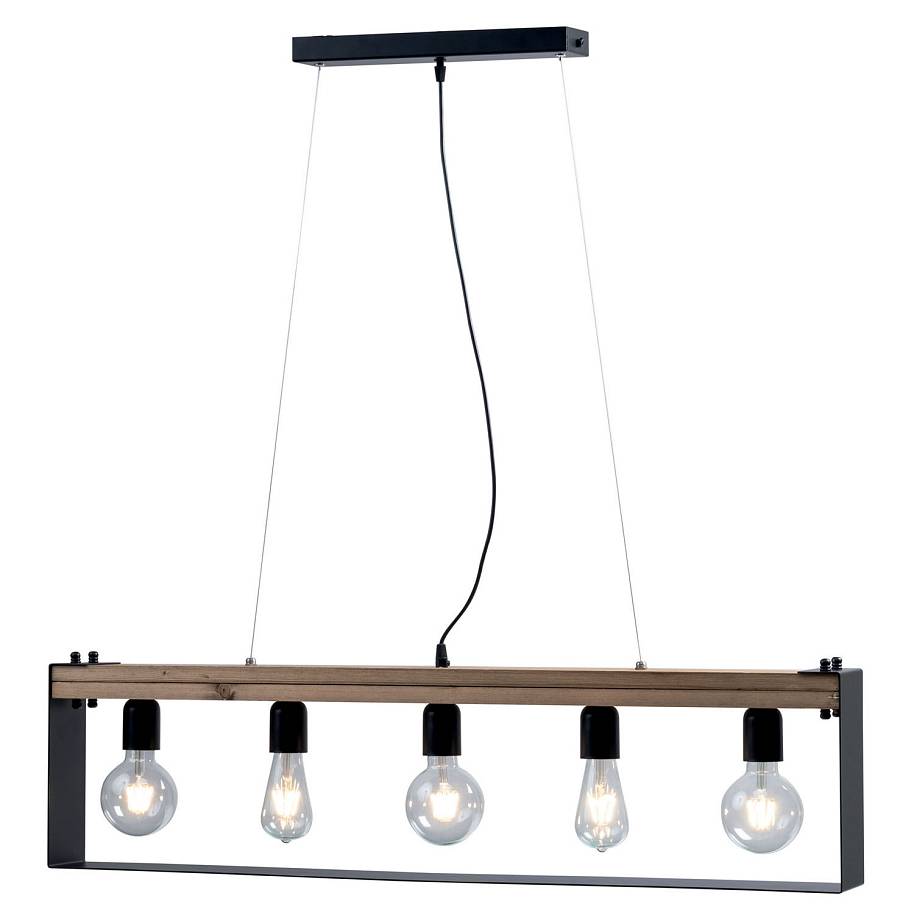 Φωτιστικό Πολύφωτο 5φ Ξύλο/Μέταλλο μαύρο Ε27