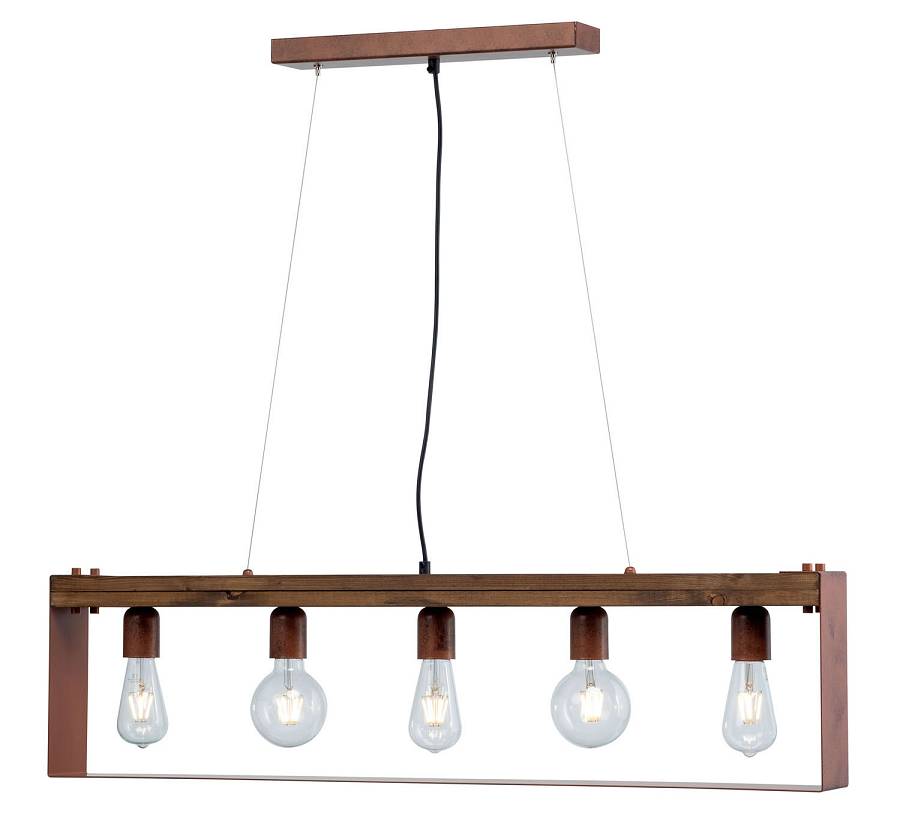 Φωτιστικό Πολύφωτο 5φ Ξύλο/Μέταλλο χαλκός/Πατίνα μαύρη Ε27