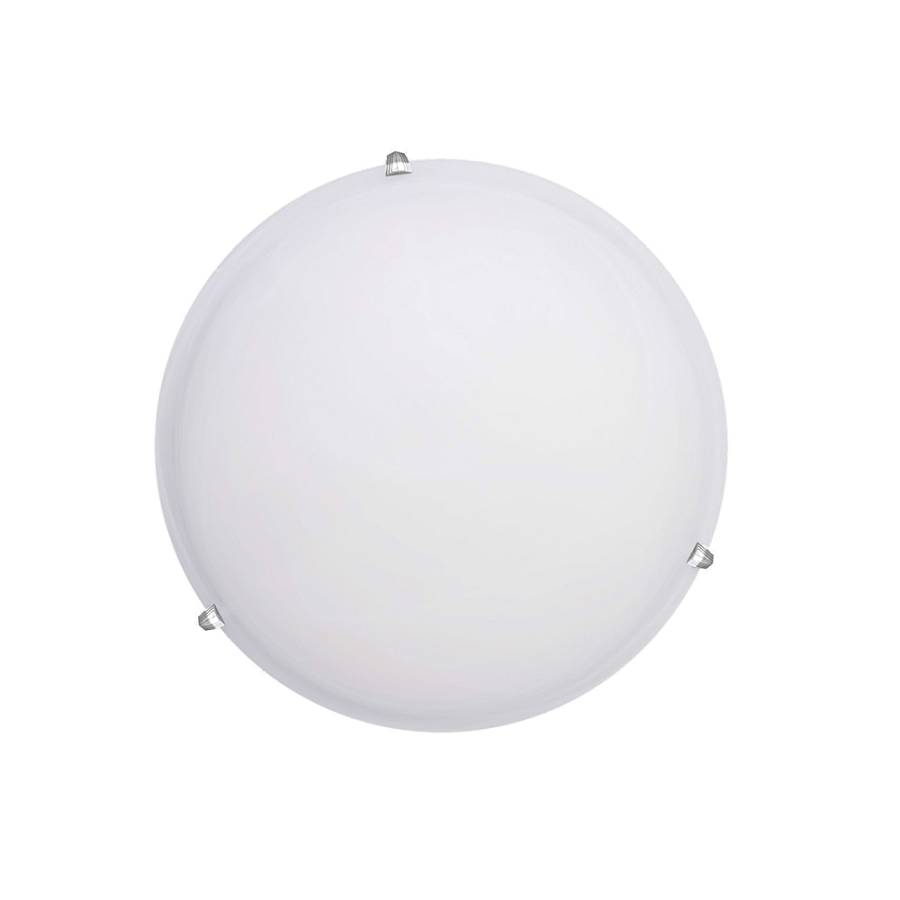 Πλαφονιέρα οροφής από χρώμιο μέταλλο και λευκό γυαλί 2XE27 D:40cm (42154-Α)