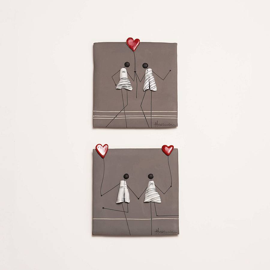 Καρτ ποστάλ ζευγάρι με καρδιές