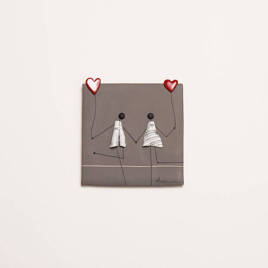 Καρτ ποστάλ ζευγάρι με καρδιές